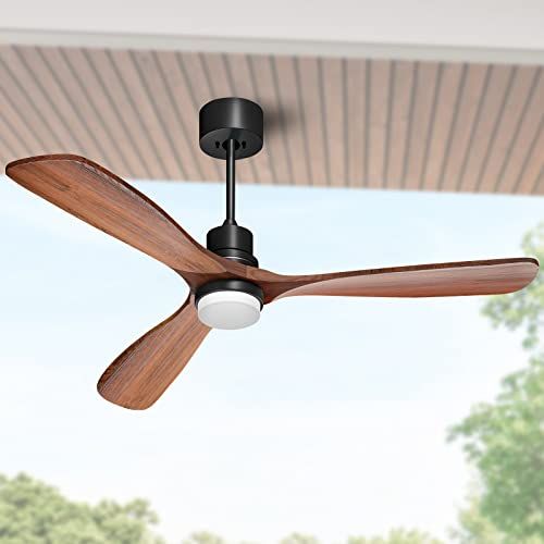  Obabala 52 Ceiling Fan with Lights Remote Control Outdoor Wood Ceiling Fans Noiseless Reversible DC Motor