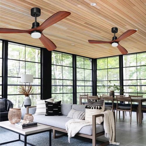  Obabala 52 Ceiling Fan with Lights Remote Control Outdoor Wood Ceiling Fans Noiseless Reversible DC Motor