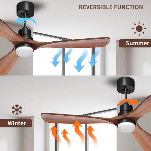  Obabala 52 Ceiling Fan with Lights Remote Control Outdoor Wood Ceiling Fans Noiseless Reversible DC Motor