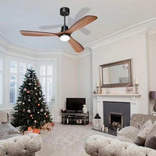  Obabala 52 Ceiling Fan with Lights Remote Control Outdoor Wood Ceiling Fans Noiseless Reversible DC Motor