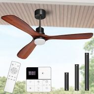 Obabala Ceiling Fan with Lights Remote and Wall Control, 52 Outdoor Ceiling Fan with 3 Downrods, Reversible Silent DC Motor and Matte Black