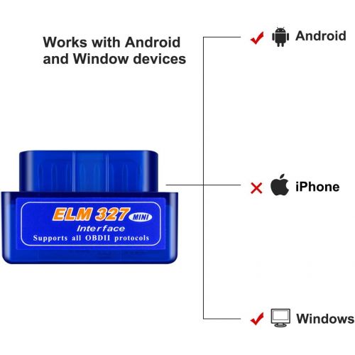  obdator Mini Bluetooth OBD2 Scanner ELM327 Automotive OBD OBDII Code Reader Car Check Engine Light Diagnostic Scan Tool for Android PC