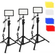 [아마존베스트]3 Packs 70 LED Video Light with Adjustable Tripod Stand/Color Filters, Obeamiu 5600K USB Studio Lighting Kit for Tablet/Low Angle Shooting, Collection Portrait YouTube Photography