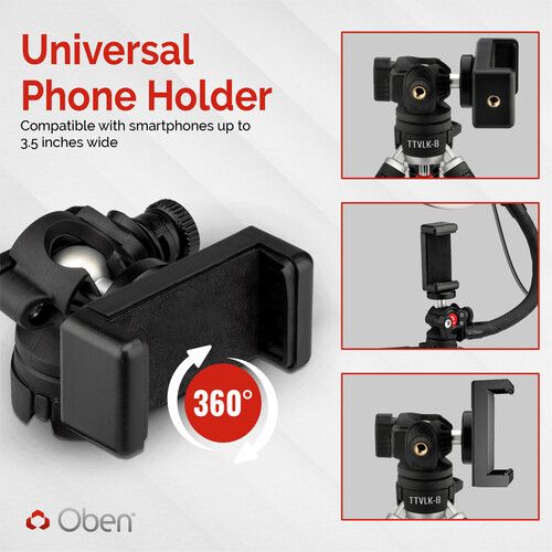  Oben TTVLK-8 Tripod Vlogging Kit with Ring Light (8