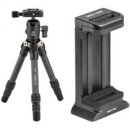 Oben CTT-1000 Carbon Fiber Tabletop Tripod and Oben SPA-1000 Arca-Type Smartphone Tripod Adapter Kit