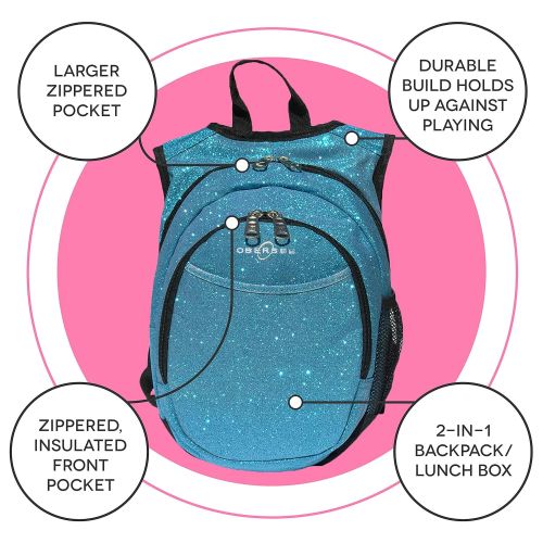  Obersee Pre-School Kids Sparkle Backpack with Insulated Cooler