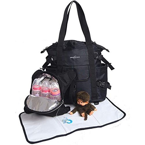  Obersee Innsbruck Diaper Bag Tote with Cooler, Black/White