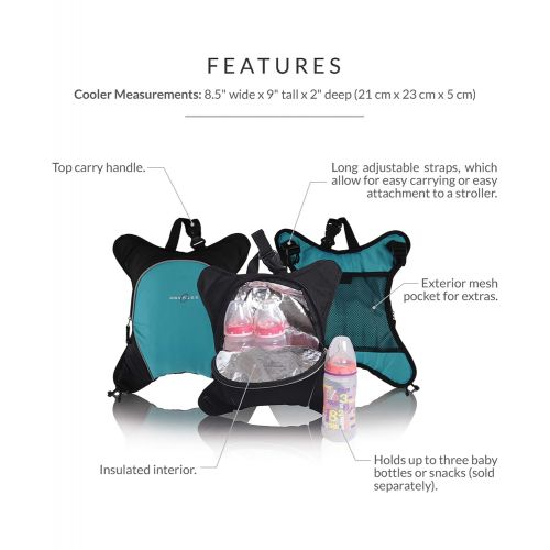  Rio Diaper Backpack with Baby Bottle Cooler and Changing Mat, Shoulder Baby Bag, Food Cooler, Clip to Stroller (Black/Pink) - OberseeObersee Rio Diaper Bag Backpack with Detachable