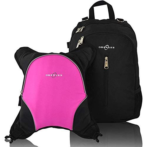  Rio Diaper Backpack with Baby Bottle Cooler and Changing Mat, Shoulder Baby Bag, Food Cooler, Clip to Stroller (Black/Pink) - OberseeObersee Rio Diaper Bag Backpack with Detachable