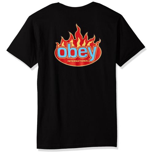  Obey Mens Flame International Short Sleeve Pocket Tshirt