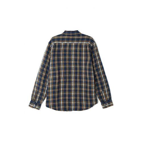  Obey Liam Jacket Navy Multi Plaid L/S Button Up Mens Shirt Jacket