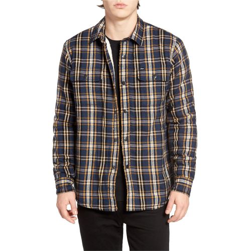  Obey Liam Jacket Navy Multi Plaid L/S Button Up Mens Shirt Jacket