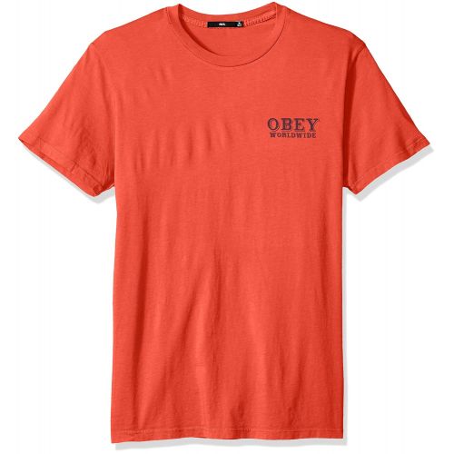  Obey Mens Patch IT UP Crewneck Tshirt, Dusty Paprika, S