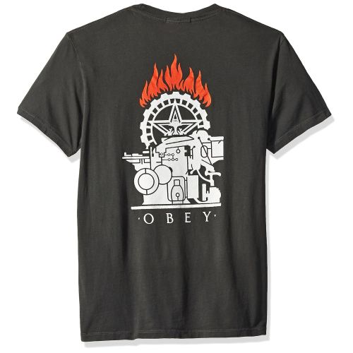  Obey Mens Printing Press Stencil Dyed Crewneck Tshirt