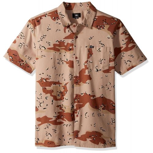 Obey Mens City Division Woven Short Sleeve Button Up Shirt