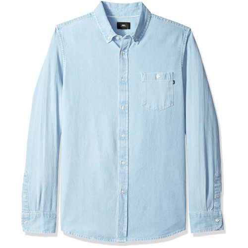  Obey Mens Keble Denim Woven Long Sleeve Shirt