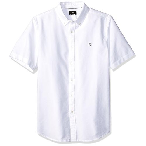  Obey Mens Eighty Nine Stripes Short Sleeve Button Up Shirt