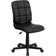ObiwanSales Mid-Back Armless Quilted Vinyl Home Office Desk Dorm Room Task Chairs 6-Colors! #1691 (Black)
