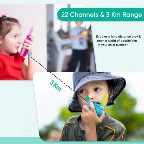  [아마존베스트]Walkie Talkies for Kids, 22 Channels 2 Way Radio Kid Gift Toy 3 Miles Long Range with Backlit LCD Flashlight Best Gifts Toys for Boys and Girls to Outside Adventure, Camping 3 Pack