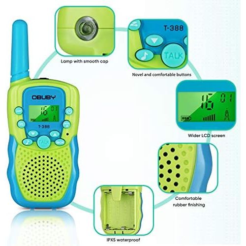  [아마존베스트]Obuby Walkie Talkies for Kids, 22 Channels 2 Way Radio Kid Toy Gift 3 Miles Long Range with Backlit LCD Flashlight Best Gifts for Boys and Girls to Outside Adventure, Camping 2 Pac