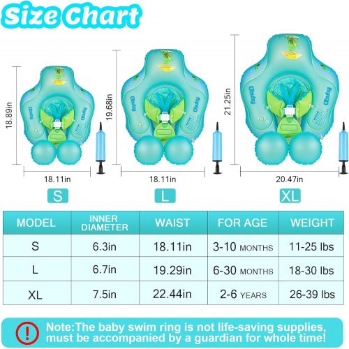  Obuby Baby Swimming Float Ring Inflatable Neck Pool Floats with Safe Bottom Support Children Waist Swim Water Toys Accessories for Toddler Age of 3-36 Months, Large