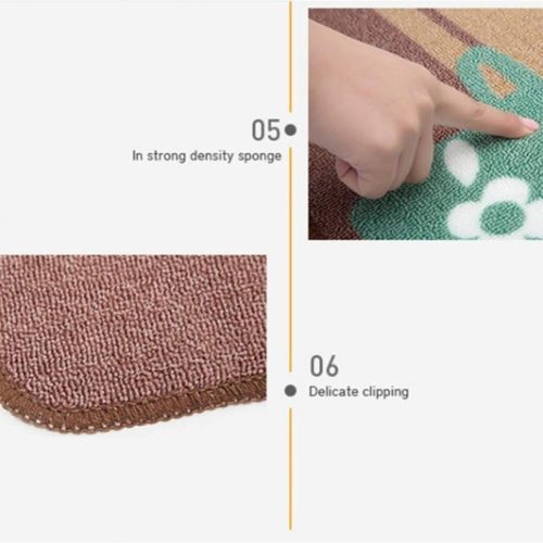  Ocamo 2PCS/Set Kitchen Mat Rubber Backing Doormat Runner Rug Set, Simple Cartoon Printed Non Slip Floor Mat Carpet for Kitchen Door Coffee Cup 50X80+50X120cm