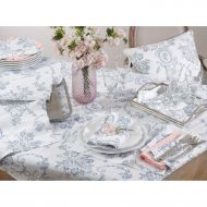 Occasion Gallery Indigo Toile Floral Table Topper/Tablecloth 60 Square, 100% Linen