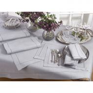 Occasion Gallery Grey Classic Hemstitched Design Polyester 90 Square Tablecloth, 1 Piece.