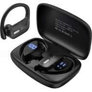 Wireless Earbuds occiam Bluetooth Headphones 48H Play Back Earphones in Ear Waterproof with Microphone LED Display for Sports Running Workout Black