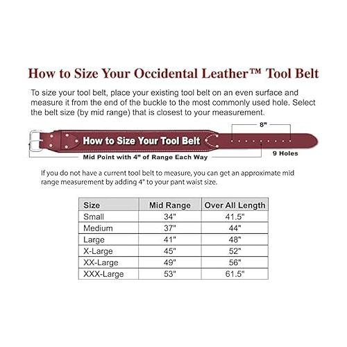  Occidental Leather 5002 LG 2-Inch Thick Leather Work Belt, Large