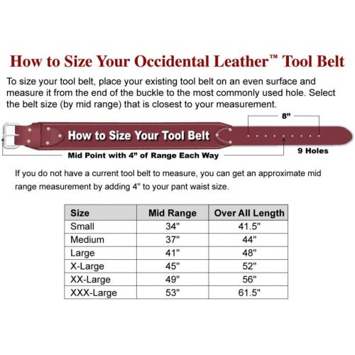  Occidental Leather 8003 M 3-Inch Thick Leather and Nylon Tool Belt, Medium