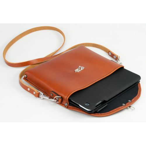  Occidental Leather 1158 Premium Whiskey Colored Leather iPad Carry Case with Shoulder Strap and Nickel Plated Clasp