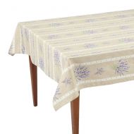 Occitan Imports Valensole Beige Striped Rectangular French Tablecloth, Uncoated Cotton, 61 x 98 (6-8 People)