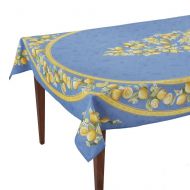 Occitan Imports Citrons Bleu Rectangular French Tablecloth, Uncoated Cotton, 60 x 96 (6-8 people)