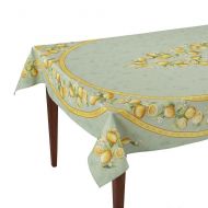 Occitan Imports Citrons Vert Rectangular French Tablecloth, Uncoated Cotton, 60 x 96 (6-8 people)