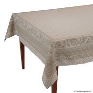 Occitan Imports Durance Beige Jacquard Rectangular French Tablecloth, 63 x 98 (6-8 People)
