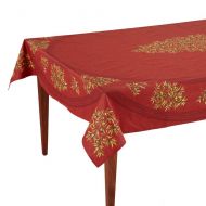 Occitan Imports Clos des Oliviers Rouge Rectangular French Tablecloth, Coated Cotton, 63 x 98 (6-8 people)