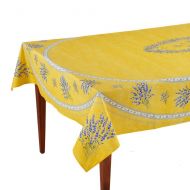 Occitan Imports Valensole Jaune Rectangular French Tablecloth, Coated Cotton, 63 x 98 (6-8 people)