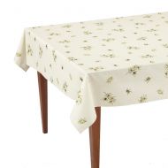Occitan Imports Clos des Oliviers Ecru All Over Rectangular French Tablecloth, Coated Cotton, 61 x 61 (4 People)