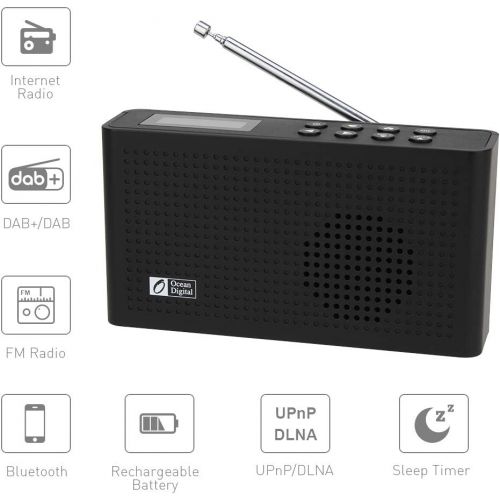  Ocean Digital Portable Internet Wi-Fi/FM Radio with Bluetooth Speaker, Rechargeable Battery Compact Radio for Kitchen Garden (WR26): Home Audio & Theater