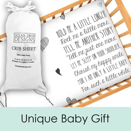  Ocean Drop Designs Baby Crib Sheet with Quote, Cute Unisex Crib Sheet, Softest Jersey 100% Cotton, Baby Shower Gift,...