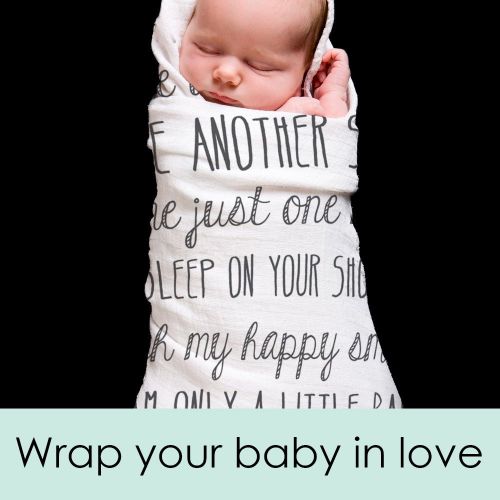  Ocean Drop Designs - White Muslin Swaddle Blankets - Hold Me A Little Longer Quote - for Christening, Baptism, Baby Shower, Godchild Gift - 100% Cotton, Breathable - Machine Washab