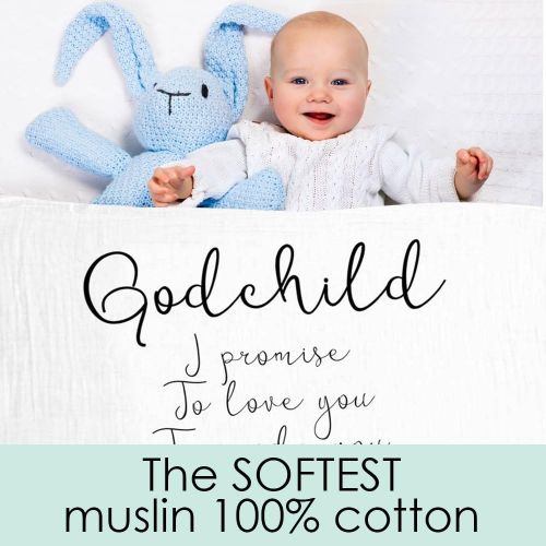  Ocean Drop Designs Ocean Drop - White Muslin Swaddle Blankets for Godchild - Christening, Baptism Baby Gifts for Newborn Boys and Girls  Registry for Baby Shower  Newborn Gifts  Baby Swaddle Wrap