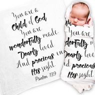 Ocean Drop Designs - White Muslin Swaddle Blankets - Psalm 139 ‘Child of God’ Quote - for...