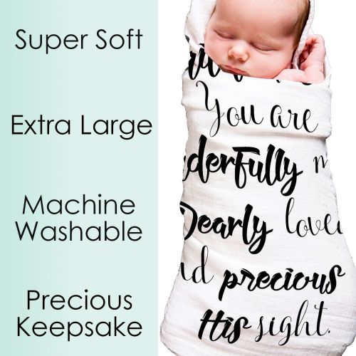  Ocean Drop Designs - White Muslin Swaddle Blankets - Psalm 139 ‘Child of God’ Quote - for...