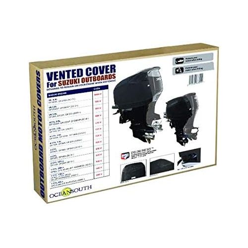  Oceansouth Custom Fit Vented Covers for Suzuki Outboard Engine (Black, DF2.5 1CYL 68cc (from 2006 up to 2024))