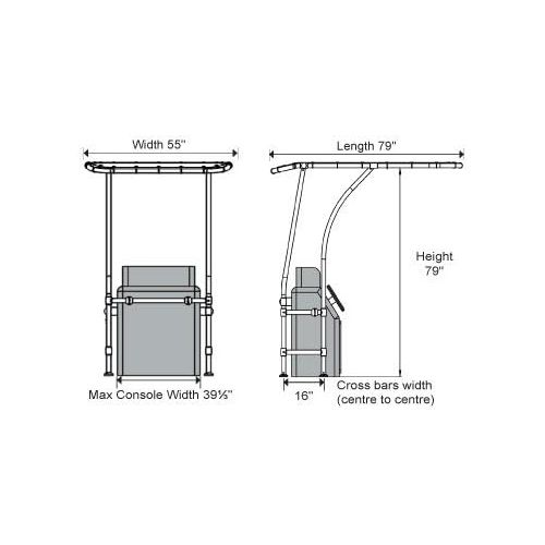  [아마존베스트]Oceansouth Heavy Duty Boat T Top Blue, for Standard Center Console, Aluminum Tube