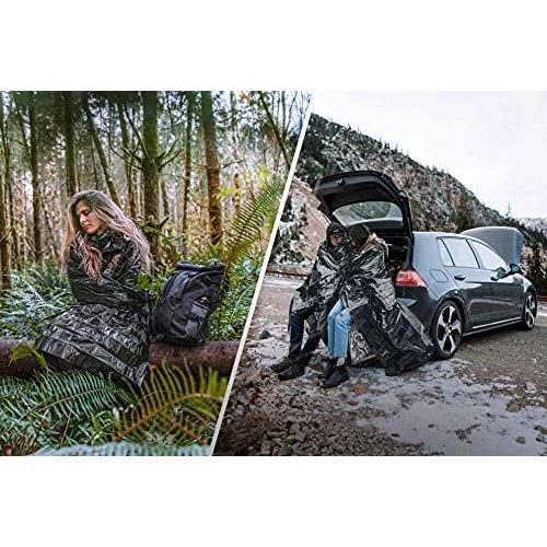  Oceas Outdoor Mylar Emergency Blankets - 4 Pack of Extra Large Thermal Foil Space Blankets - Designed by NASA for Camping, Hiking, and Car Use (Black)
