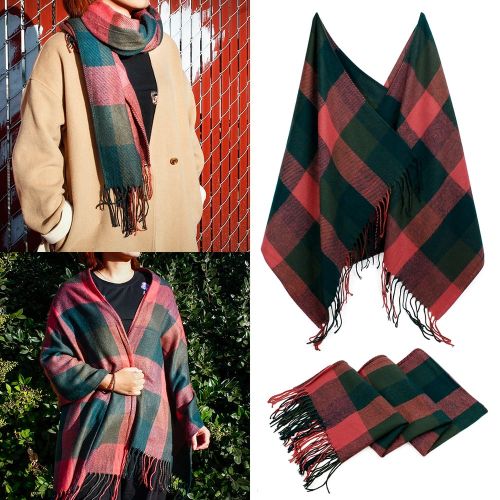  Oct17 Fashion Womens Scarf Lightweight Long Plaid Tartan Scarfs Lady Pashmina Winder Wraps Shawl Stole Soft Warm Scarves For Women