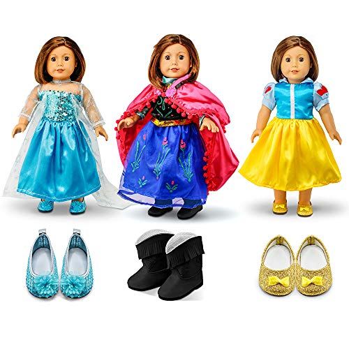  Oct17 Fits Compatible with American Girl 18 Princess Dress 18 Inch Doll Clothes Accessories Costume Outfit 3 Sets